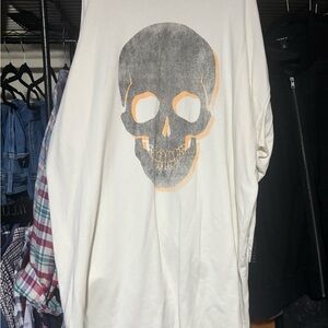 White Skull Graphic Sweater Dress